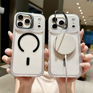 เคสโทรศัพท์แบบใสพร้อมขาตั้งแม่เหล็กสำหรับ iPhone 17 16 15 14 Pro Max  ฝาหลัง PC  ขอบกันกระแทกแบบด้าน  ดีไซน์ไล่เฉดสี - Product Image 2