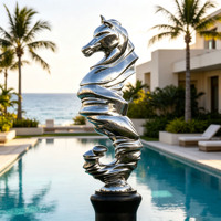 Statue d'animal extérieure personnalisable, sculpture moderne de libellule en acier inoxydable poli miroir pour jardin et bassin