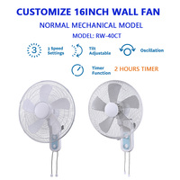 Ventilateur mural oscillant Rihuang OEM à 90 degrés, 16 pouces, avec minuterie de 2 heures, commande par chaîne pour cuisine et restaurant