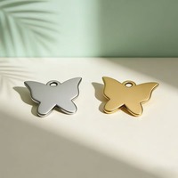 Nouveaux pendentifs animaux gravables en acier inoxydable plaqué or, petits charms papillon pour la fabrication de bijoux, très demandés