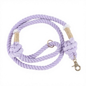 Correa Redonda Blanca y Morada para Perros, Correa Retráctil de Algodón Ecológico de Alta Calidad con Diseño Sólido para Perros Talla L - Product Image 3