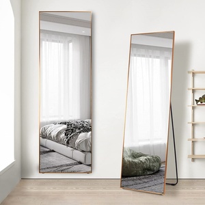 Wholesales Gold Aluminum Alloy Framed <b>Floor</b> <b>Mirror</b> Full Length Home Decor Durable <b>Mirror</b> for Indoor Use Hotel Living Room - Product Image 5