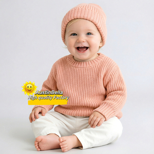 Sweater Bayi Rajut Kustom Desain Grosir RTS,  Rajutan Katun Kerah Bulat Tebal Ukuran Besar untuk Anak Laki-laki & Perempuan,  Jumper Musim Dingin - Product Image 3