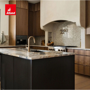 Armoires de cuisine hautes à 3 portes Alland Rustic en placage de <span class=keywords><strong>bambou</strong></span> véritable, meuble de rangement pour rénovation de garde-manger, idées de design pour hôtels - Product Image 4