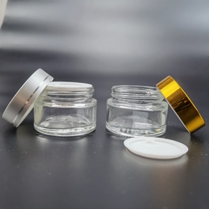 Envase de Vidrio Transparente de Lujo Ecológico con Tapa Dorada/Plateada de 15g 20g 30g 50g 60g 100g 150g 200g para Cosméticos, Cremas y Productos Faciales - Product Image 2