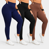 Leggings de yoga taille haute côtelés sans couture extensibles pour femme, effet ventre plat, grandes tailles, pour l'entraînement et la gym