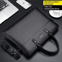 Sac à main pour ordinateur portable en cuir véritable pour homme, sac à bandoulière décontracté en cuir pleine fleur, sac à documents en polyester