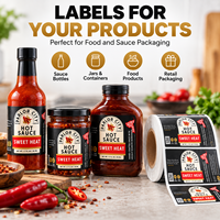 Étiquettes personnalisées pour sauces piquantes, autocollants en rouleau BOPP blancs, autocollants adhésifs pour bouteilles et bocaux, impression couleur intégrale imperméable