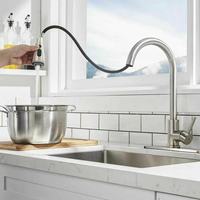 Robinets d'évier de cuisine modernes en acier inoxydable 304 plaque de recouvrement en nickel brossé robinet de pulvérisation d'eau chaude et froide directement en usine