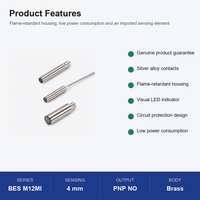Sensor Proximitas Induktif Balluff BES M12 MI-PSCNOC40B-S04GS049BV02 Baru Tersedia, Tahan Api, Jarak Deteksi 4mm, DC