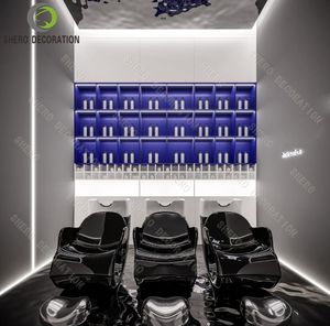 Muebles de Barbería Personalizados y Duraderos, Gabinete de Madera para Barbería, Estación de Espejo para Salón de Belleza, Gabinete de Exhibición para Salón - Product Image 3