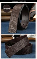 Sangle de ceinture en cuir croûte personnalisée pour homme 38 mm sans boucle, motif crocodile, remplacement OEM