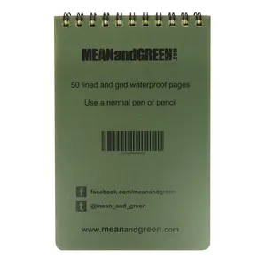 Wasserdichter Allwetter-Dusch tasche Taktischer Notizblock mit Abdeckung Steno Pad Memo Book Grid Paper Spiral Notebook mit Grün