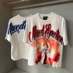 Top Quality 100% Cotton T-Shirts Streetwear Y2K Graphic Oversized Men's <strong>Clothing</strong> Mixed Emotion T Shirts for Men - Product Image 4