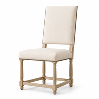 Chaise de salle à manger rembourrée de style Empire français moderne avec dossier haut, garniture cloutée et pieds en bois massif tourné pour salles à manger domestiques