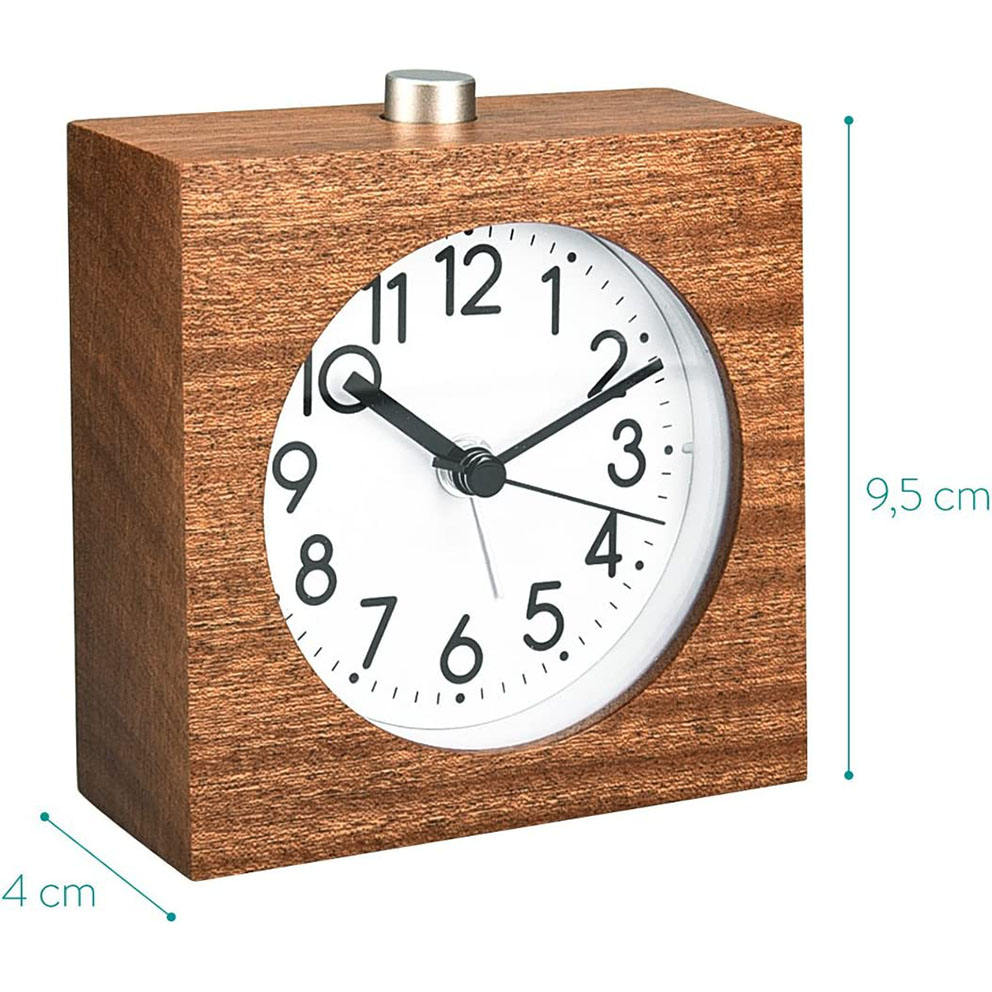 Classic Home Decor Wood Desktop Table Clock Smart Mini Office Non-Ticking Clock