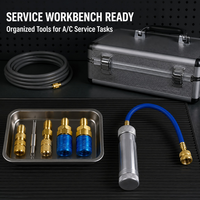 Kit professionnel d'injection de teinture pour huiles HVAC avec adaptateurs d'injecteur métalliques et outil de démontage de valve