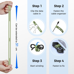 Attaches-câbles <span class=keywords><strong>réutilisables</strong></span> <span class=keywords><strong>en</strong></span> <span class=keywords><strong>silicone</strong></span> - Organisateur de cordons élastiques multi-usages - Sangles de gestion de câbles réglables - Product Image 3