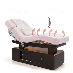 Luxuriöse Elektrische Kosmetikliege mit 4 Motoren, Holzsockel, Heizung, in Pink – Beheizbarer Massagetisch für Spa- und Gesichtsbehandlungen - Product Image 1