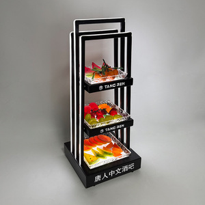 Tang Ren Three Tier <b>Illuminated</b> Fruit Platter Stand For Bars KTV Nightclubs With Saucers - Product Image 1
