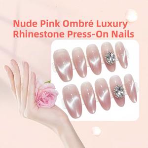 Vente en gros de faux ongles press-on français faits à la main de haute qualité, formes amande et carrées, en acrylique, personnalisables avec logo - Product Image 1