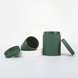 Customized Green matte finish PET <b>Plastic</b> matcha powder Container Empty <b>Jars</b> for Protein Powder Packaging with Screw Cap - Product Image 2