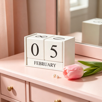 Calendrier perpétuel en bois rectangulaire décoratif créatif, design Art Déco, artisanal, logo personnalisable, Noël