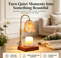 Lampe chauffe-bougie électrique dorée avec minuterie, pour bougies parfumées