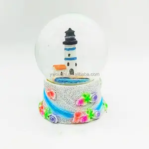 Globe de neige de plage de Miami, en résine, artisanat, cadeaux, île d'hawaï, phare, Souvenir, Globe d'eau