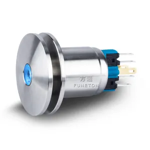 Botão momentâneo iluminado de led, pedal de 16mm 19mm 22mm 25mm azul 12v 5v 24v