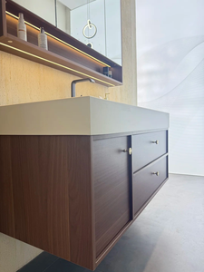 Mueble de Baño Moderno de <span class=keywords><strong>Madera</strong></span> Resistente al Agua con Espejo Incluido, Montado en la Pared <span class=keywords><strong>para</strong></span> Uso en Hoteles y Villas - Product Image 4