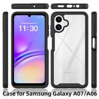 Vente en gros de coques de téléphone 3 en 1, coque en PC TPU transparente en acrylique pour Samsung Galaxy A07 4G 5G/A06, coque de téléphone à couverture intégrale 360°