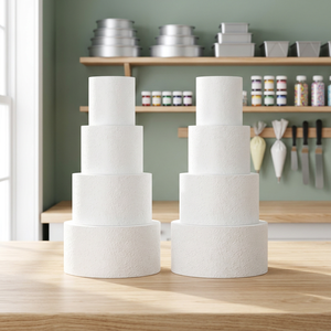 Maquette de gâteau ronde en mousse écologique Sunshine pour la décoration de présentations de mariage, 4 niveaux de maquettes de 4, 6, 8 et 10 pouces (14,4 pouces de hauteur) - Product Image 3