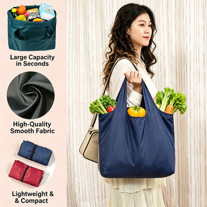 Factory Direct Space Saving Foldable Shopping Hand Tote Thin Polyester Washable <b>Bag</b> For Retail Shop Packaging Solution - Product Image 5
