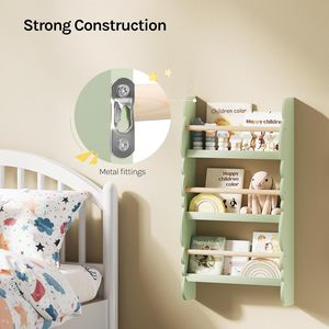 Estantería para Niños, Estante de Pared, Librería <span class=keywords><strong>Infantil</strong></span> de 3 Niveles, Estante de Almacenamiento y Exhibición - Product Image 4