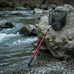 Filet pliable triangulaire <span class=keywords><strong>rouge</strong></span> et bleu pour le commerce extérieur, ensemble complet avec canne télescopique en alliage d'aluminium, portable, pour la pêche à gros objets - Product Image 1