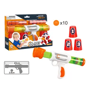 Conjunto de pistola popper blast, pistola alimentada por ar com copo de alvo, treinamento de tiro e eva, espuma macia, arma de brinquedo