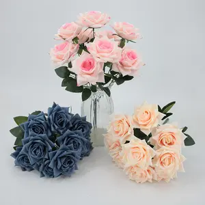 Высококачественный букет роз, Европейское покрытие, 9 голов, букет роз, оптовая продажа, свадебное украшение, гостиничная композиция, розы