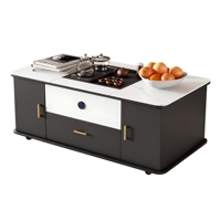 Table Basse Intelligente Entièrement Automatique à Hauteur Réglable avec Support Mobile et Bouilloire Intégrée, Plateau en Ardoise – Mobilier de Maison de Luxe Léger