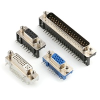 Conector DSUB para Montaje en PCB de 9/15/25/37 Pines RS232 DR HDR DVI DB9/DB15/DB25/DB37 Macho Hembra para Soldar/Atornillar VGA D-SUB RS232