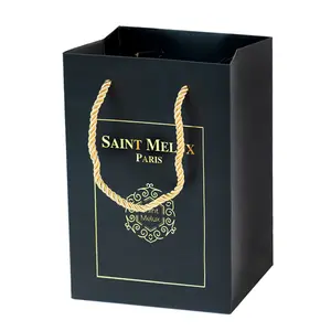 Wholesale Clothing Perfume Packaging Jewelry Gift Shopping Paper Bag Custom Logo Luxury Black Modern Die Cut Unique Paper Bags
