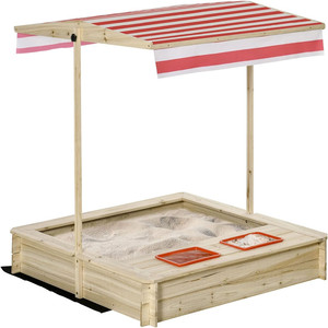 <span class=keywords><strong>Bac</strong></span> à <span class=keywords><strong>sable</strong></span> en <span class=keywords><strong>bois</strong></span> pour enfants, ensemble de jeu de <span class=keywords><strong>sable</strong></span> couvert pour enfants en plein air, abat-jour réglable - Product Image 1