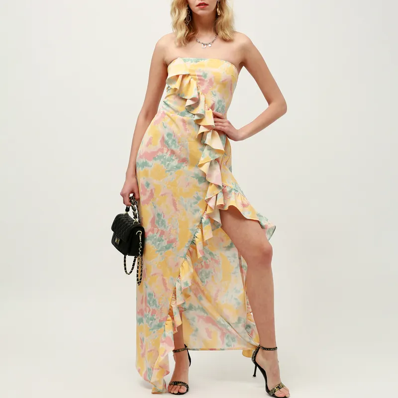 Женское длинное платье в стиле бохо, элегантное облегающее платье макси с принтом, лето 2022