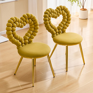 Heart Bubble Tufted Accent <b>Chair</b> <b>Yellow</b> Plush Velvet Shiny Gold Metal Frame Modern Seating for Home - Product Image 4