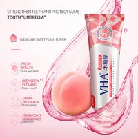 VHA – dentifrice brillant de blanchiment des dents, marque privée Xylitol pêche, protège les gencives, nettoyage en profondeur, nettoyant instantané pour taches