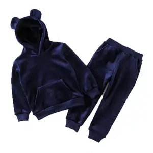 Conjunto de Sudadera con capucha y pantalones cálidos para niña pequeña OEM para invierno de tiendas de ropa para niños