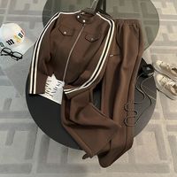Ensemble de vêtements de sport élégants et sophistiqués pour femmes, automne précoce, cardigan à capuche élégant, pantalon large, coupe décontractée, deux pièces