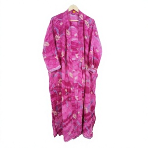 Wholesale Artisan 100% Silk Patchwork Elegant Kimono Bathrobe <b>Women</b> V-neck Long Sleeve Full Length Drawstring Closure Quick <b>Dry</b> - Product Image 1