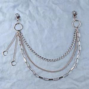 Cadena de cintura geométrica de metal punk con colgante de luna, cadena de cuerpo de moda hip hop de varias capas para hombres y mujeres, uso diario, aleación de zinc. - Product Image 2