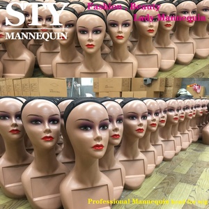 Brown Nữ Ma-Nơ-Canh Tóc Giả Hiển Thị Đầu Ma-nơ-canh Nữ Nữ Trang Điểm Thực Tế Đầu Ma-nơ-canh Đỏ Môi - Product Image 3